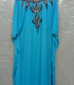 Sky Blue Georgette Hand Embroidery Stitched Abaya