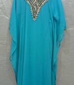 Sky Blue Georgette Hand Embroidery Stitched Abaya