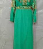 Hand Embroidery Stitched Kaftan In Shree Green