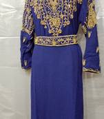 Hand Embroidery Stitched Kaftan In Blue