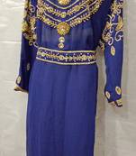 Hand Embroidery Stitched Kaftan In Dark Blue