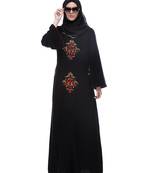 Modest Forever  Black stitched Abaya With Multi Coloured Thread Embroidery