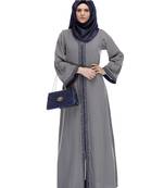 Modest Forever  Grey stitched Abaya Withembroidery