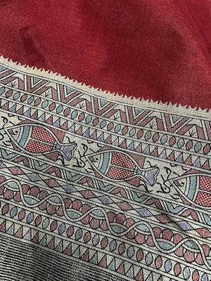 Maroon printed art silk saree with blouse 4