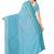 Turquoise woven cotton saree with blouse