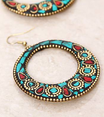 Turquoise Laakh Hoop Earrings 2