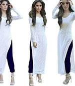 White plain net salwar