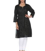 Black embroidered cotton stithced kurti