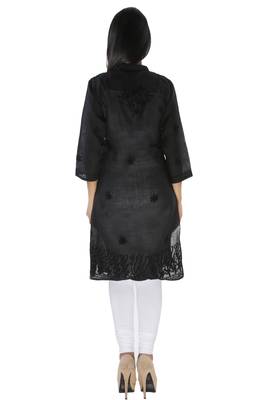 Black embroidered cotton stithced kurti 3