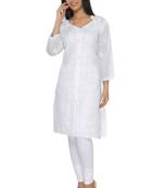 White embroidered cotton stithced kurti