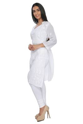 White embroidered cotton stithced kurti 2