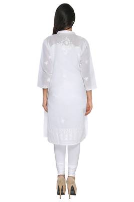 White embroidered cotton stithced kurti 3