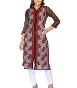 Black embroidered georgette stithced kurti
