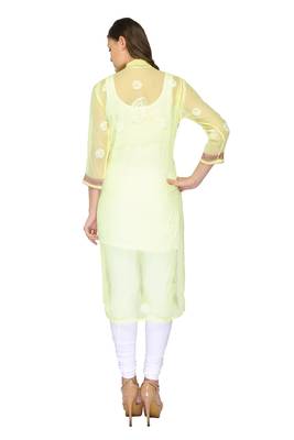 Lemon embroidered georgette stithced kurti 3