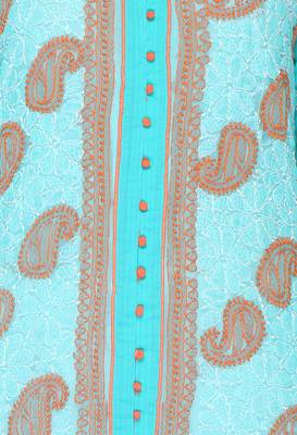 Sea green embroidered georgette stithced kurti 4