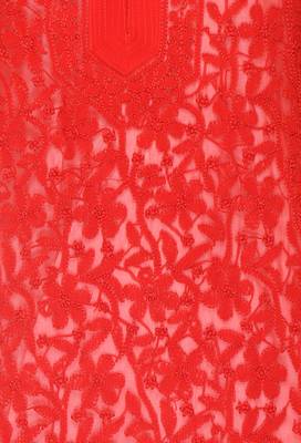 Red embroidered georgette stithced kurti 4