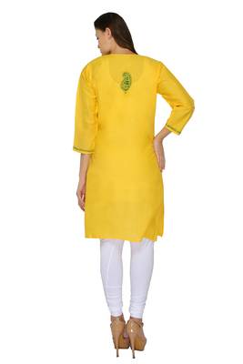 Lemon embroidered cotton stithced kurti 3