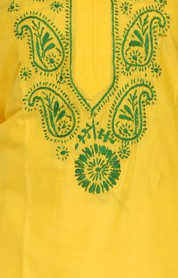 Lemon embroidered cotton stithced kurti 4