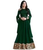 Green embroidered georgette salwar with dupatta