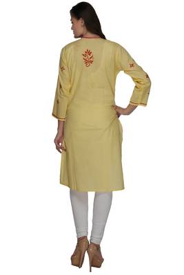Lemon embroidered cotton stithced kurti 3