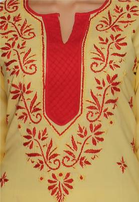 Lemon embroidered cotton stithced kurti 4