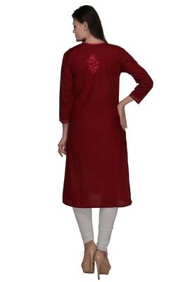 Maroon embroidered cotton stithced kurti 3