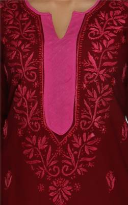 Maroon embroidered cotton stithced kurti 4