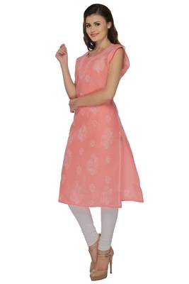 Peach embroidered cotton stithced kurti 2