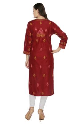 Maroon embroidered cotton stithced kurti 3