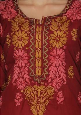 Maroon embroidered cotton stithced kurti 4