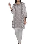 White embroidered cotton stithced kurti