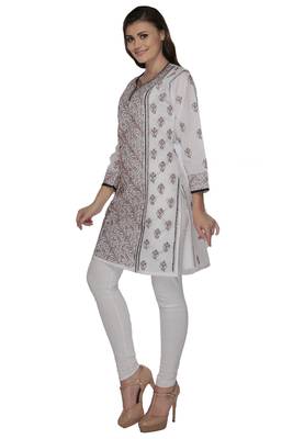 White embroidered cotton stithced kurti 2