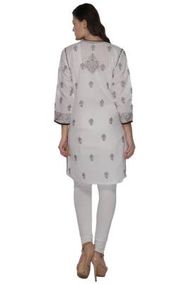 White embroidered cotton stithced kurti 3