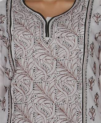 White embroidered cotton stithced kurti 4