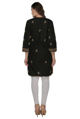 Black embroidered cotton stithced kurti 3