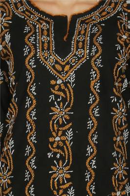 Black embroidered cotton stithced kurti 4