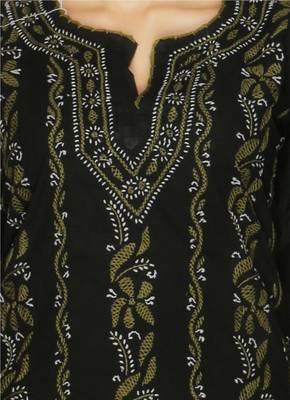 Black embroidered cotton stithced kurti 4