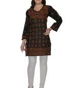 Black embroidered cotton stithced kurti