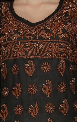 Black embroidered cotton stithced kurti 4