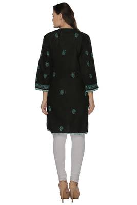 Black embroidered cotton stithced kurti 3