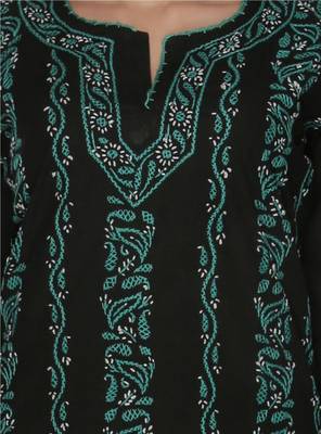 Black embroidered cotton stithced kurti 4