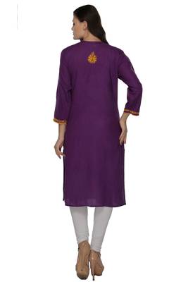 Purple embroidered cotton stithced kurti 3