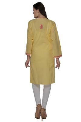 Lemon embroidered cotton stithced kurti 3