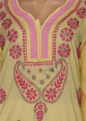 Lemon embroidered cotton stithced kurti 4