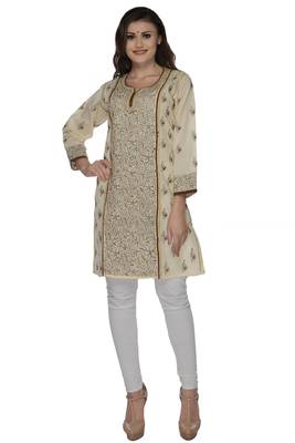 Lemon embroidered cotton stithced kurti 1