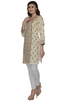 Lemon embroidered cotton stithced kurti 2