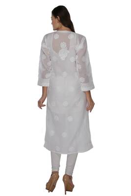White embroidered cotton stithced kurti 3