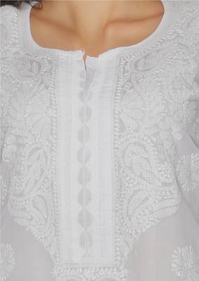White embroidered cotton stithced kurti 4