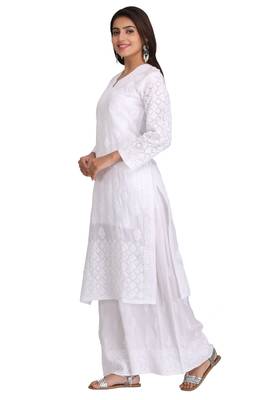 Ada White Embroidered Cotton Chikankari Kurti 3
