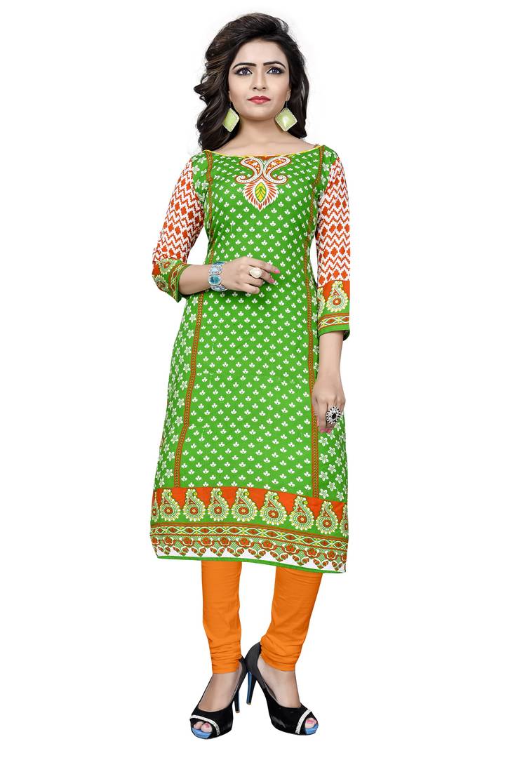 Green printed UnSitched cottonkurtis THE FOUR HUNDRED 2428047
